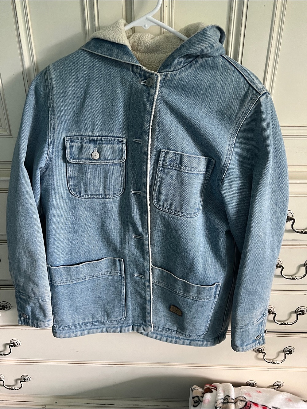 Ralph Lauren Light Blue Denim Sherpa-Lined Hooded Jacket